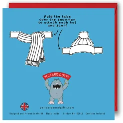 Yeti Color In & Cut Out Christmas Card - Snowman- Christmas|Greeting Cards