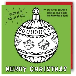 Yeti Color In & Cut Out Christmas Card - Bauble- Christmas Decorations|Christmas