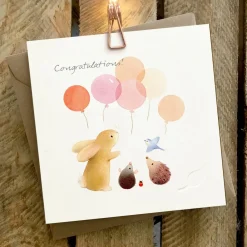 Ginger Betty Congratulations Animal & Balloon Card- Greeting Cards