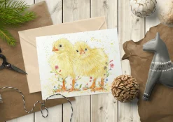 Jen Winnett Connie and Clyde the Chicks Blank Greetings Eco Card- Easter|Greeting Cards