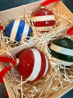 Cornishware Striped Baubles- Seasonal Decor
