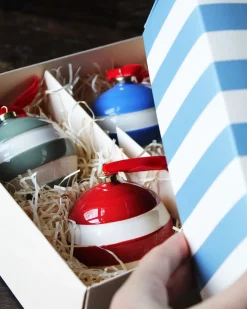 Cornishware Striped Baubles- Seasonal Decor