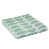 Tweedmill Textiles Ltd Cotton Throw Halfmoon Green with Light Blue and Blanket Stitch- Pillows & Throws