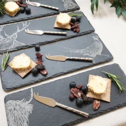 Selbrae Country Animals Mini Cheese Board and Knife Set of 4- Tea|Serving Plates & Boards
