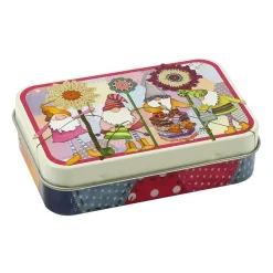 Emma Ball Crafting Gnomes Hinged Small Rectangular Tin- Storage