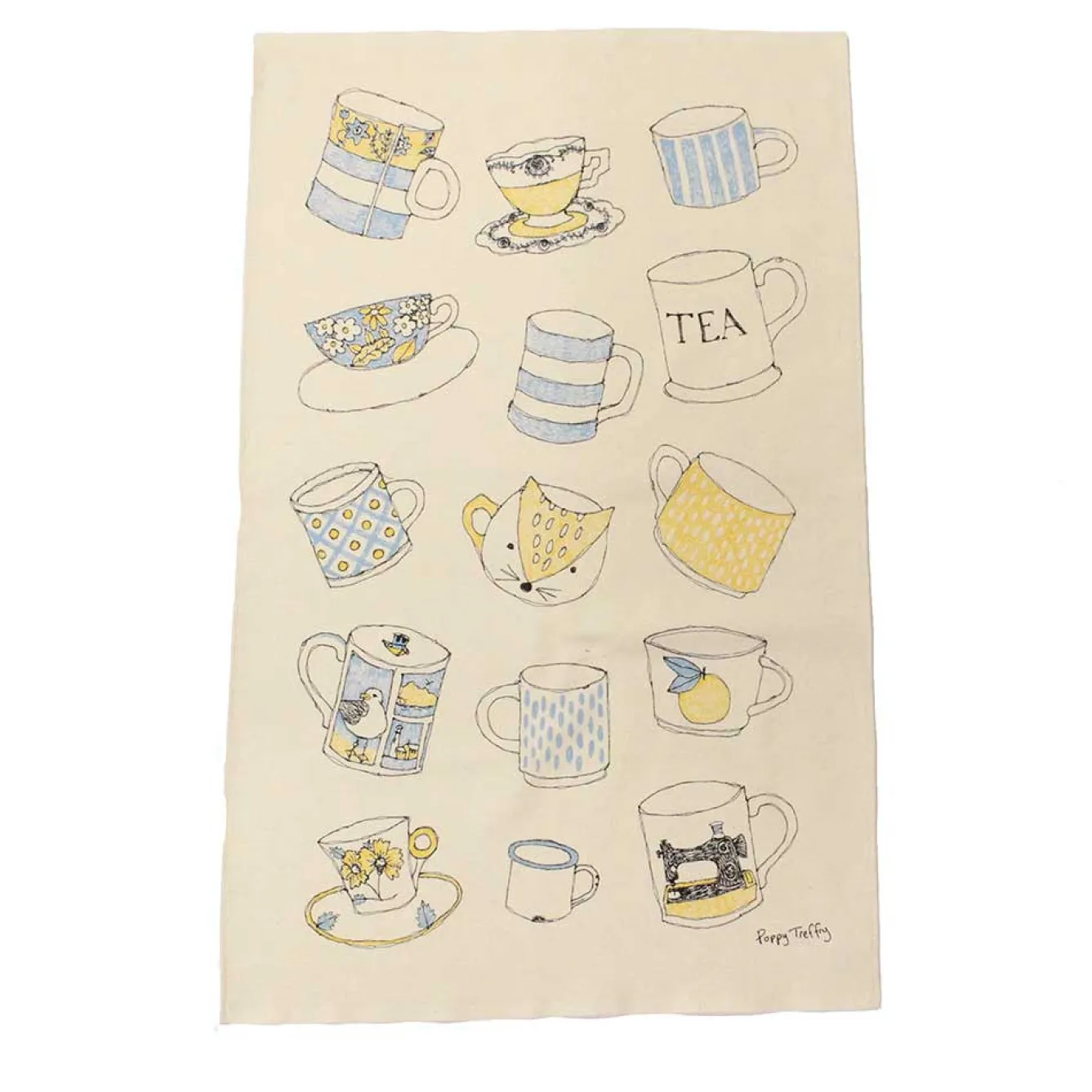 Poppy Treffry Cups and Mugs Tea Towel- Tea|Tea Towels