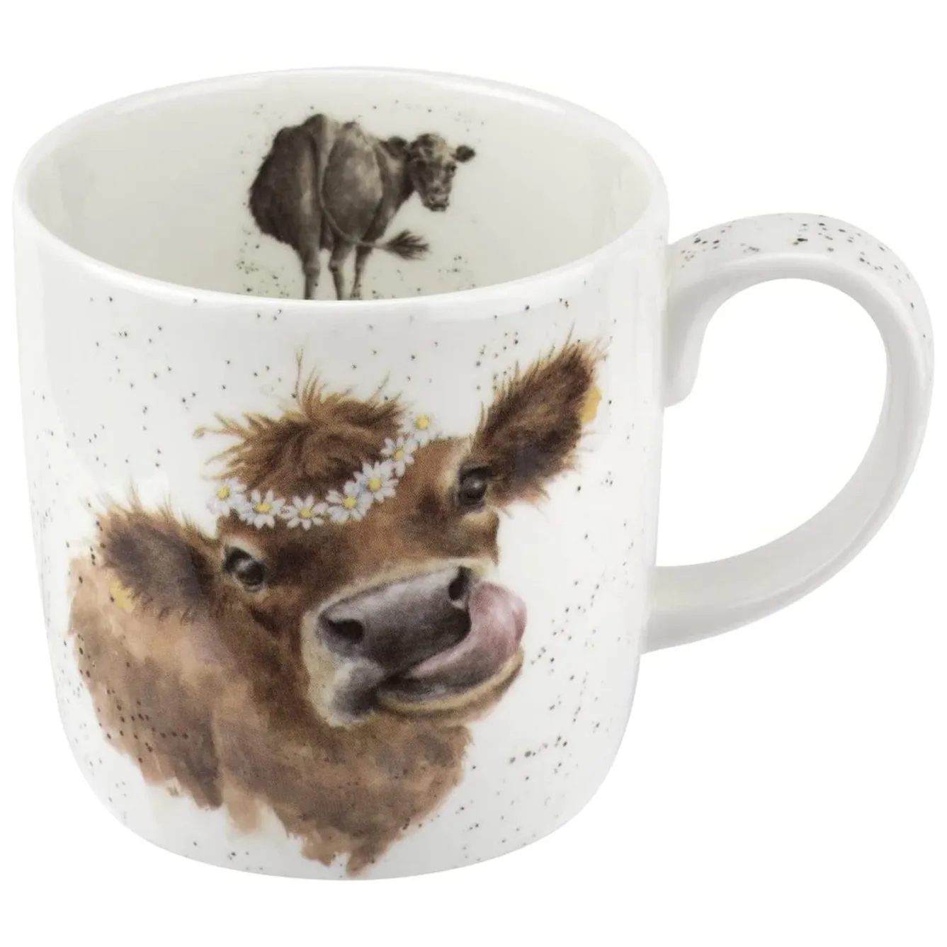 Wrendale Designs 'Daisy Chain' Cow Bone China Mug (14oz)- Flowers & Garden|Animals