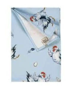 Jane Abbott Designs Dancing Hen Blue Cotton Tea Towel- Tea|Tea