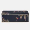 Sara Miller London Dark Blue Bird Long Deep Rectangular Tin- Novelty