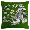 Jan Constantine Deep Green Willow Pattern Wool Pillow- Pillows & Throws