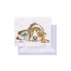 Wrendale Designs 'Dog and Catnap' Bassett Hound and Cat Enclosure Card- Greeting Cards
