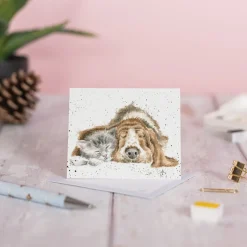 Wrendale Designs 'Dog and Catnap' Bassett Hound and Cat Enclosure Card- Greeting Cards
