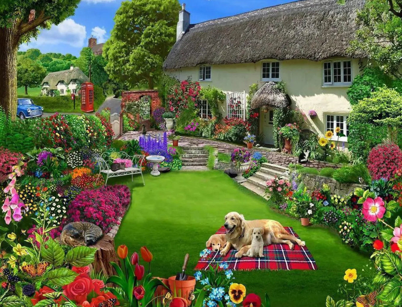 All Jigsaw Puzzles Dogs in a Cottage Garden 1000 Piece Jigsaw Puzzle- Puzzles|Children