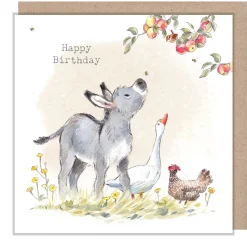 Paper Shed Design Donkey With Apples "Happy Birthday" Greetings Card- Greeting Cards