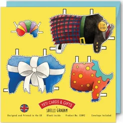 Yeti Dress a Highland Cow Birthday Card- Greeting Cards|Crafts