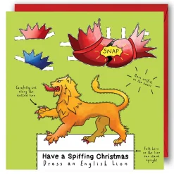 Yeti Dress an English Lion Christmas Card- Christmas|Greeting Cards