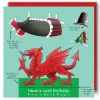 Yeti Dress a Welsh Dragon Birthday Card- Greeting Cards|Crafts
