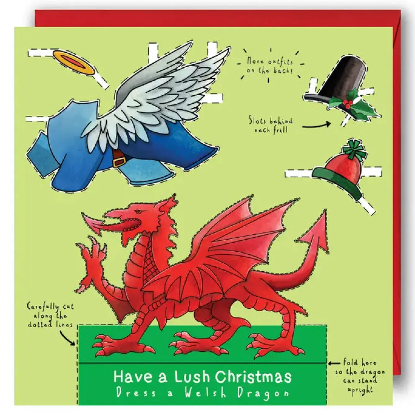 Yeti Dress a Welsh Dragon Christmas Card- Christmas|Greeting Cards
