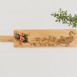 Selbrae Duck & Ducklings Long Oak Serving Paddle- Serving Plates & Boards