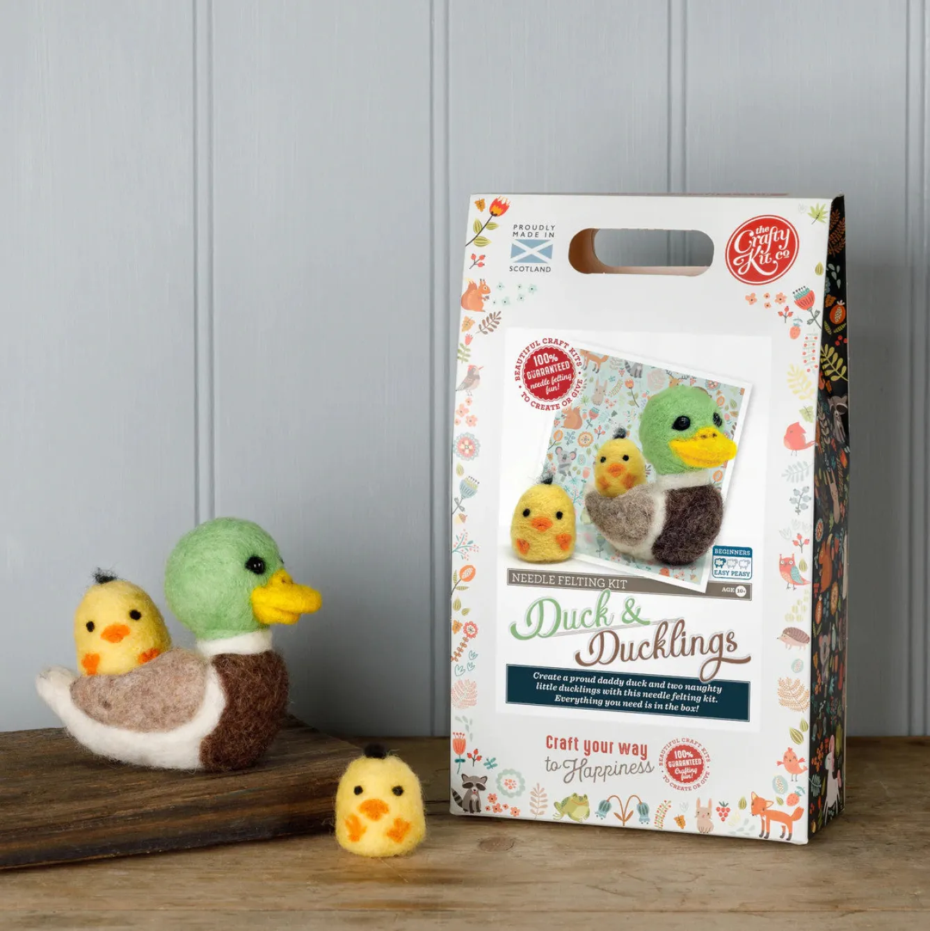 The Crafty Kit Co. Duck & Ducklings Needle Felting Kit- Crafts