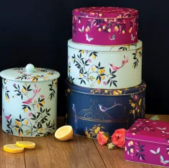 Sara Miller London Duck Egg Orchard Biscuit Barrel- Novelty|Storage
