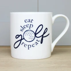 Mclaggan Smith Eat, Sleep, Golf, Repeat Bone China Mug- Whimsical|Food & Drink