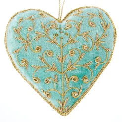 Tinker Tailor Eau de Nil Silver Swirls Heart Decoration by London- Christmas Decorations|Seasonal Decor