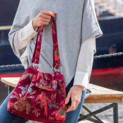 Earth Squared Bags Eden Red Botanical Velvet Ava Bag- Bags