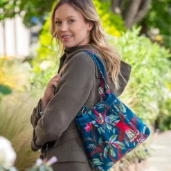 Earth Squared Bags Eden Teal Botanical Velvet Ava Bag- Bags