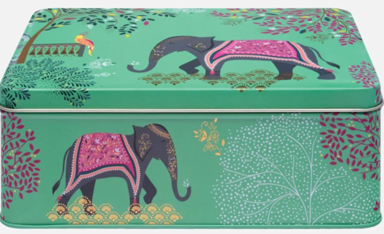 Sara Miller London Elephant Oasis Deep Rectangular Tin- Storage