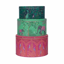 Sara Miller London Elephant Oasis Set of 3 Round Cake Tins- Storage Caddies|Storage