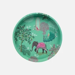 Sara Miller London Elephant's Oasis Garden Deepwell Tin Tray- Trays|Trays