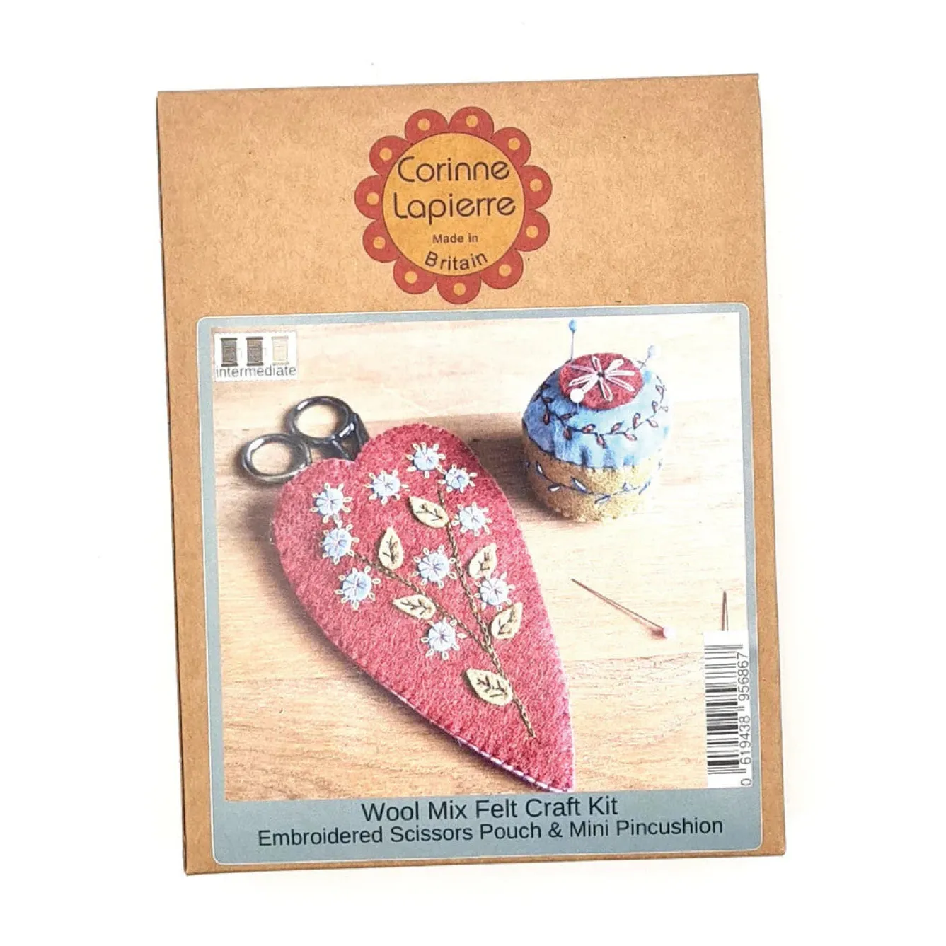Corinne Lapierre Embroidered Scissors Pouch and Mini Pin Cushion Felt Craft Kit- Crafts|Children