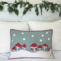 Jan Constantine Enchanted Mushroom Pillow - Duck Egg Blue- Seasonal Decor|Pillows & Throws