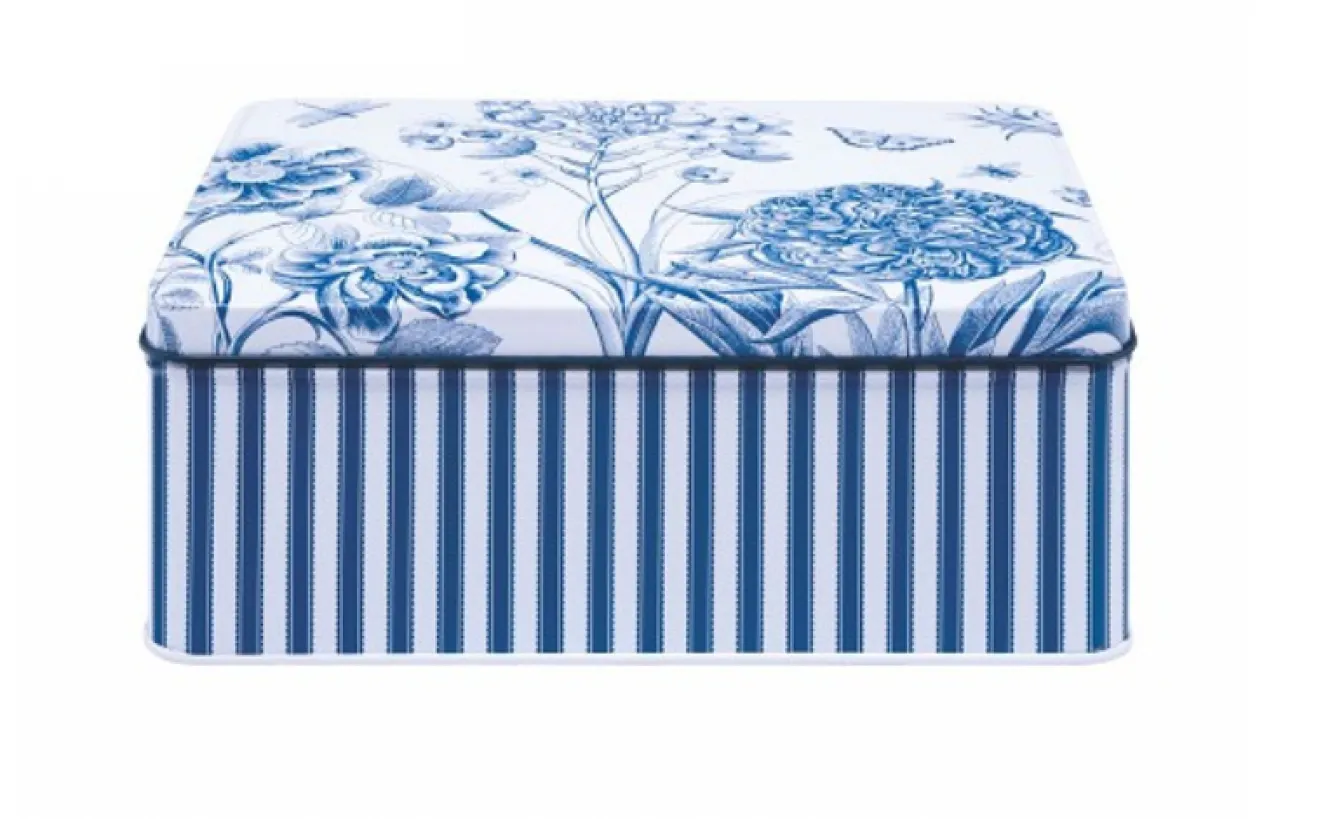 Sanderson Etchings and Roses Deep Rectangular Tin- Flowers & Fruits