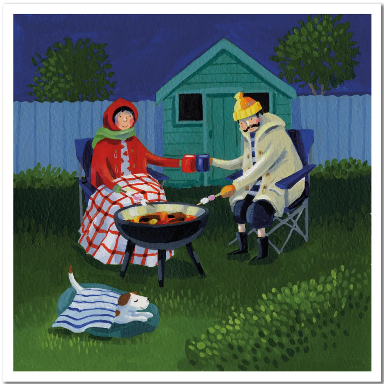 Emma Ball Evening Firepit Greetings Card- Greeting Cards