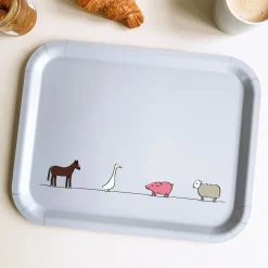 Jin Designs Farm Collection Birch Wood Tray- Tea|Trays