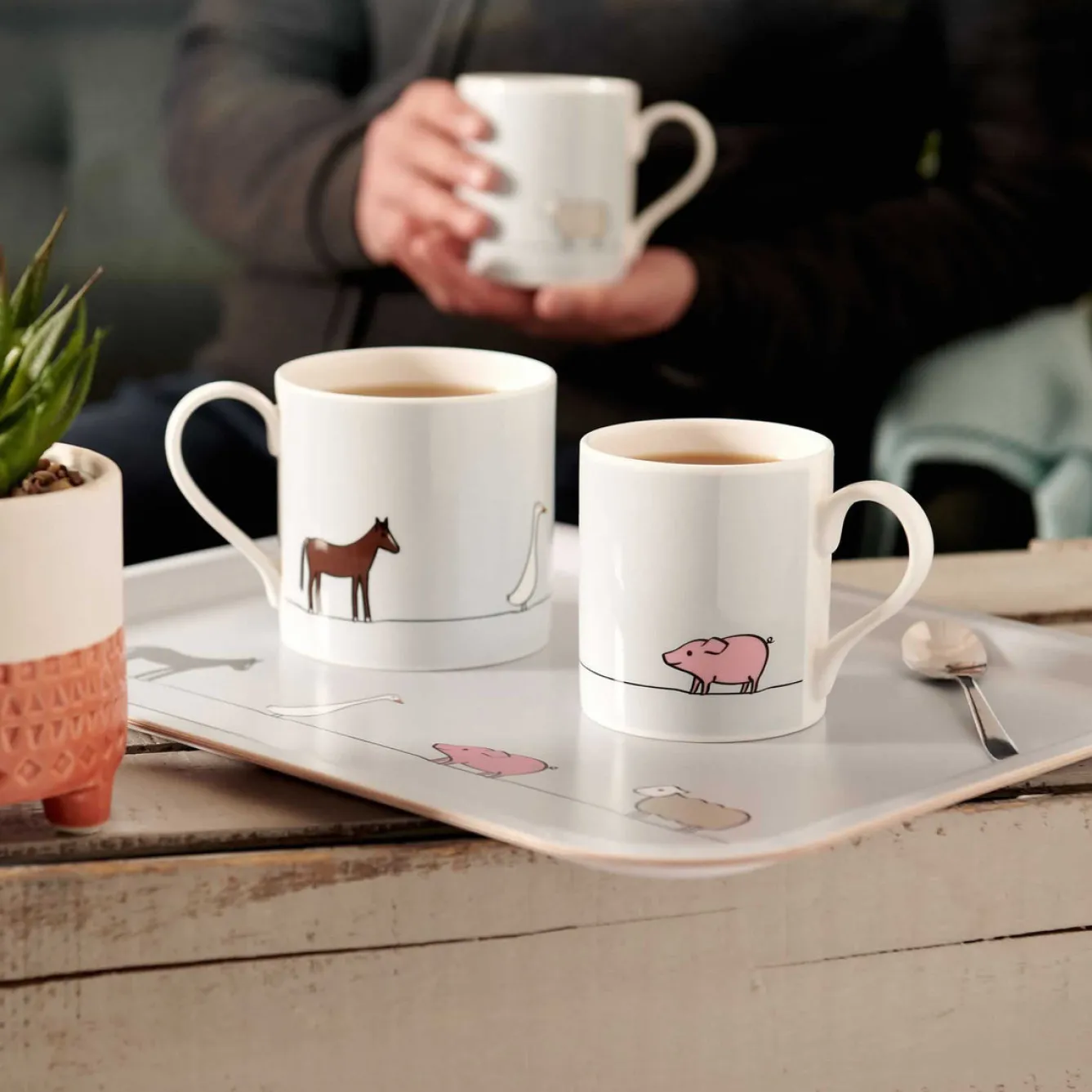 Jin Designs Farm Collection Large Mug- Tea|Pets