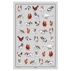 Samuel Lamont Farmyard Frolics Linen/Cotton Tea Towel- Aprons