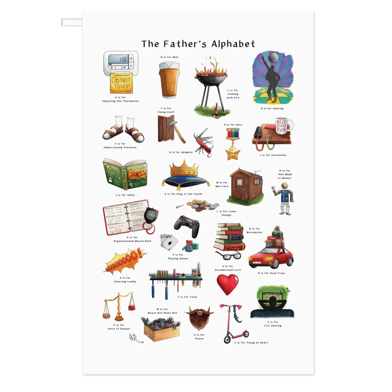 Yeti Father's Alphabet Tea Towel- Mother's Day|Mother's Day