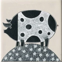 Moorland Pottery Fat Pig Coaster by- Coasters