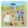 Emma Ball Feeding the Hens Greetings Card- Greeting Cards