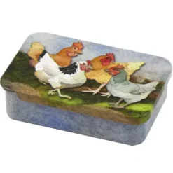 Emma Ball Felted Chickens Mini Slider Tin- Storage