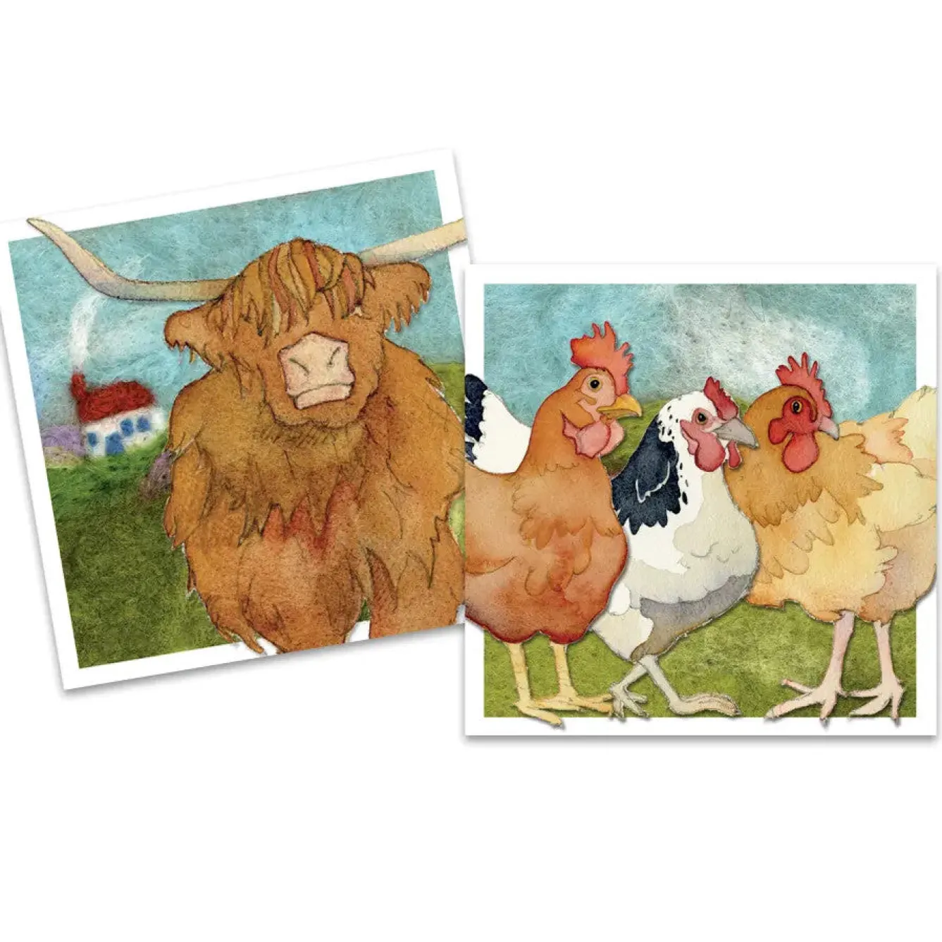 Emma Ball Felted Farm pack of 10 Mini Notecards- Greeting Cards