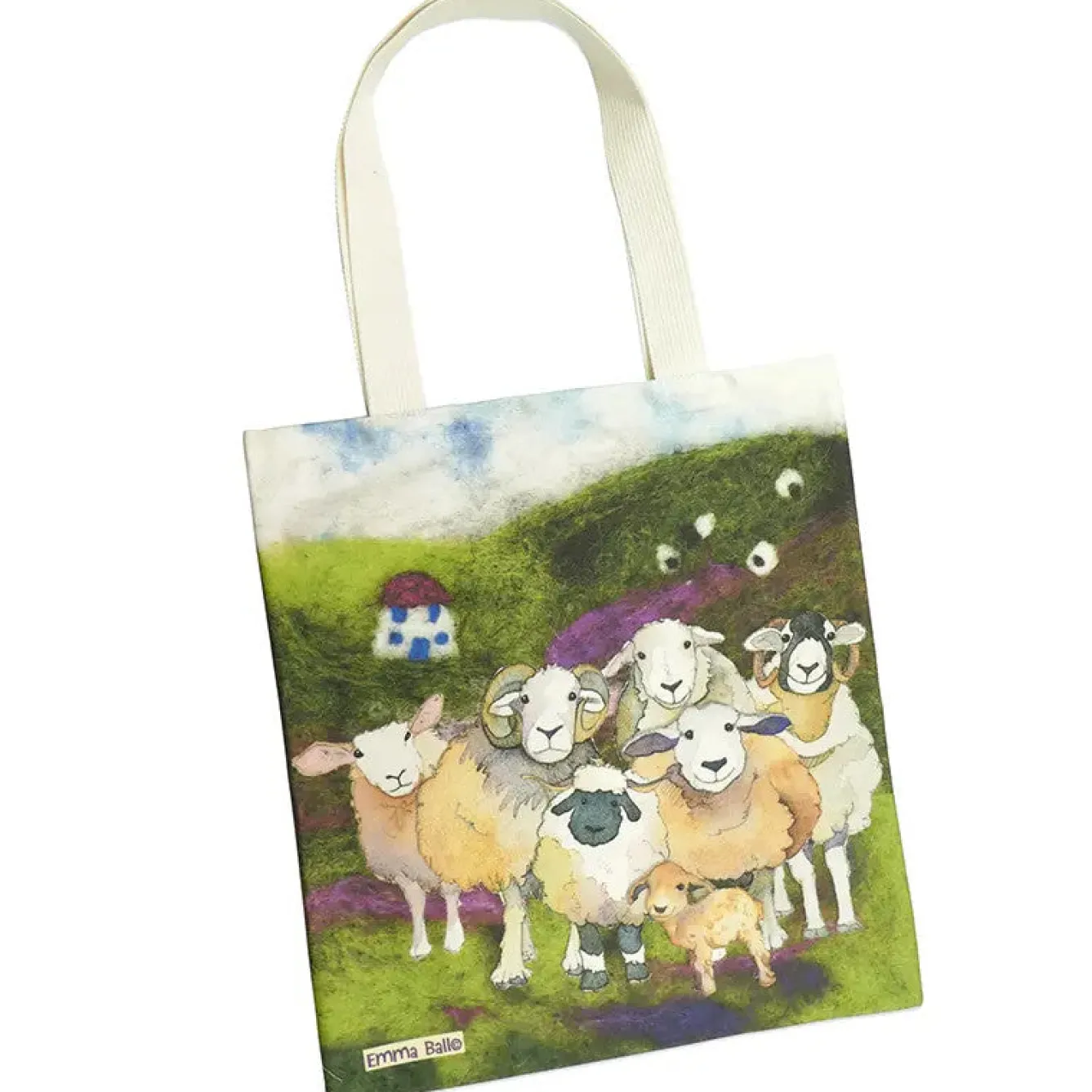 Emma Ball Felted Sheep Canvas Tote Bag- Crafts|Bags