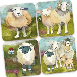 Emma Ball Felted Sheep Coasters- Set of 4- Coasters