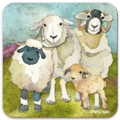 Emma Ball Felted Sheep Family Coaster- Coasters