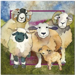 Emma Ball Felted Sheep Family Greetings Card- Greeting Cards