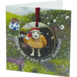 Emma Ball Felted Sheep Melamine Bauble Card- Christmas Decorations|Christmas Cards