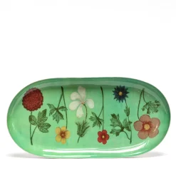 Roomytown Festival of Flowers Oval Enamel Printed Tray- Trays|Stationery